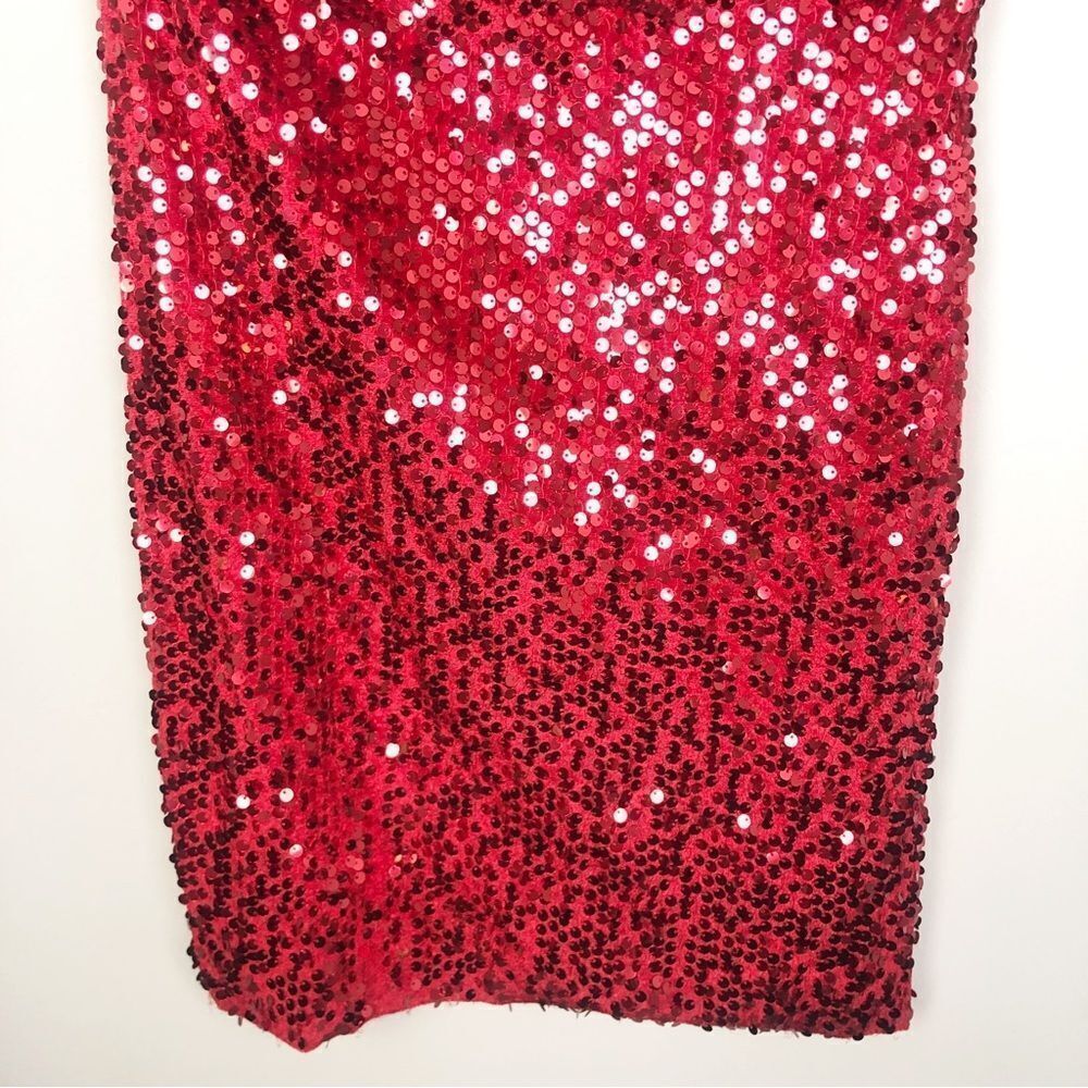 ZARA | NEW - BLOGGER FAVORITE Asymmetrical Red Sequin Dress Women’s Size X-Small - Picture 4 of 9